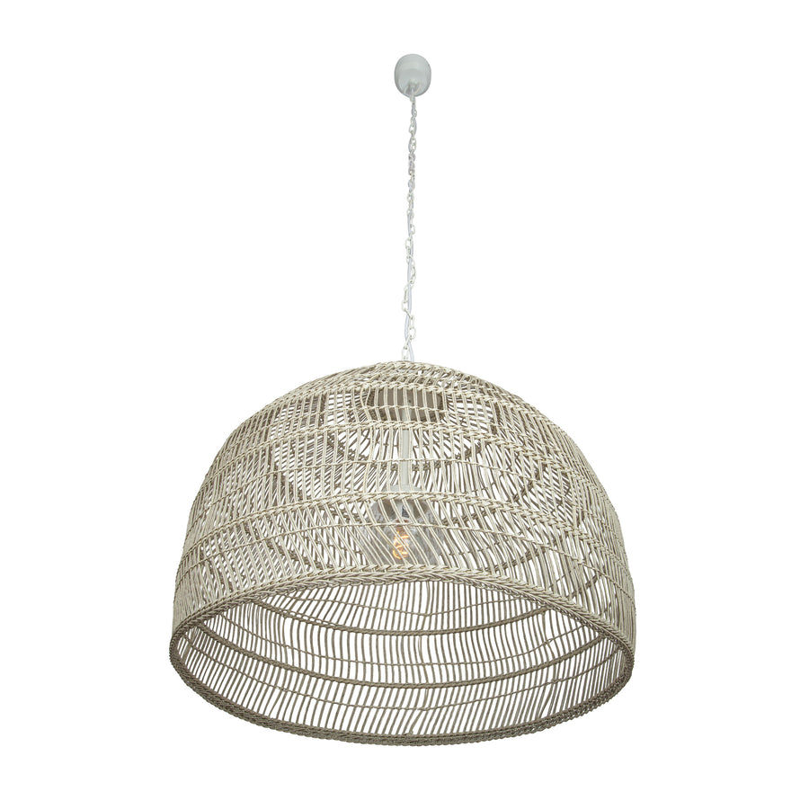 Luhu Open Weave All Weather Cane Rib Outdoor Bell Pendant Lamp
