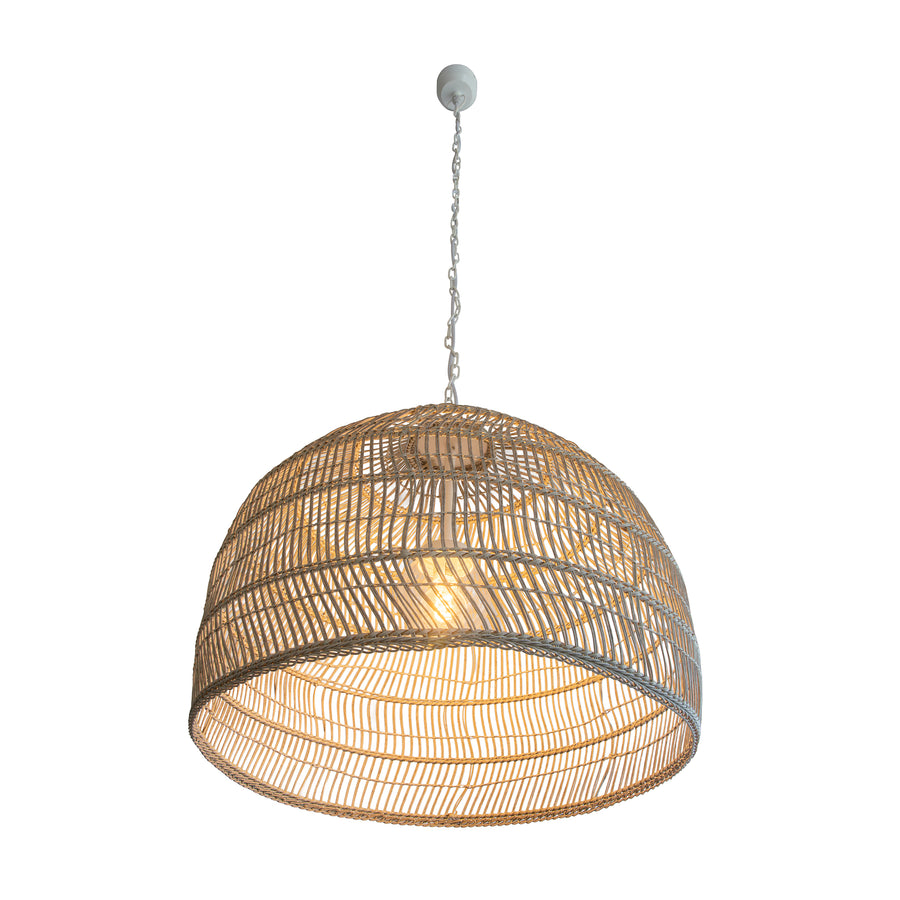 Luhu Open Weave All Weather Cane Rib Outdoor Bell Pendant Lamp