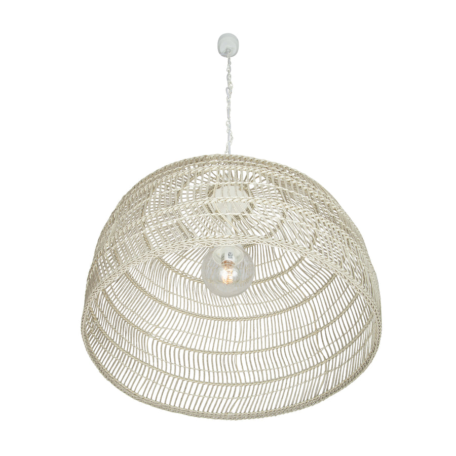 Luhu Open Weave All Weather Cane Rib Outdoor Bell Pendant Lamp