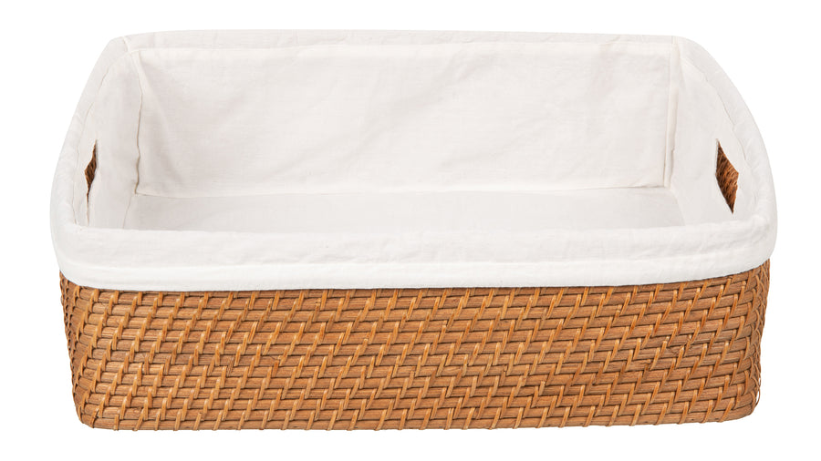 Honey Brown Wicker Shelf Basket With A Liner