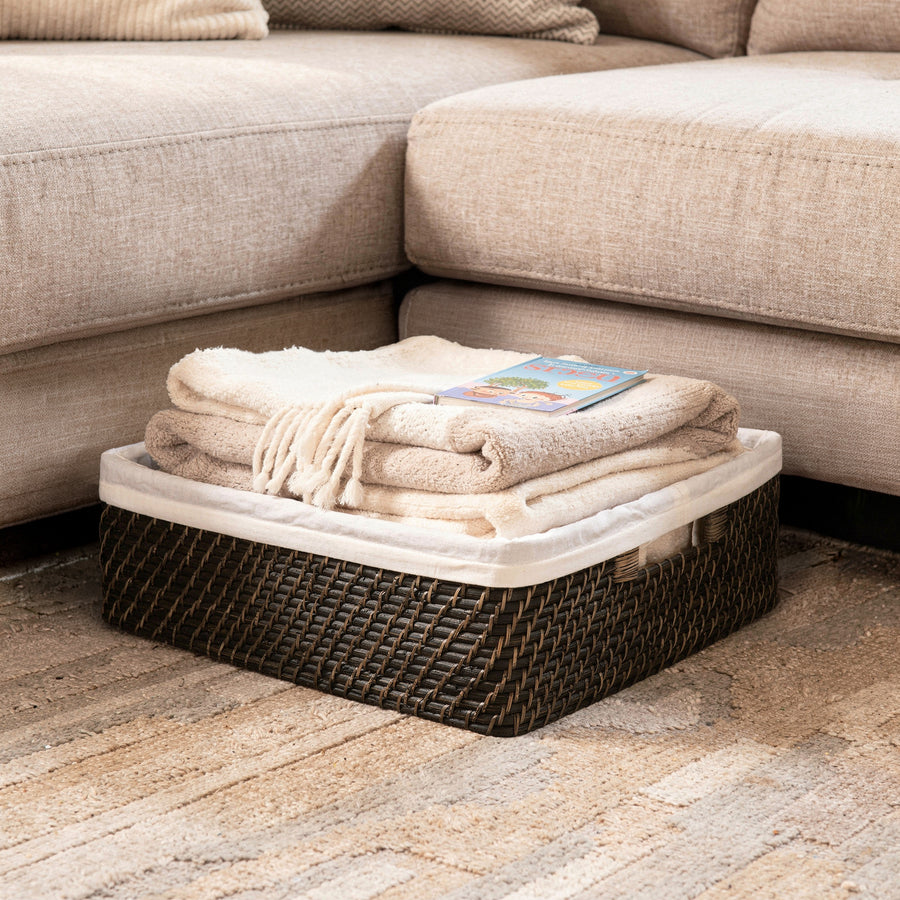 Honey Brown Wicker Shelf Basket With A Liner