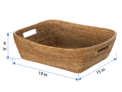 La Jolla Oblong Rattan Storage & Shelf Basket