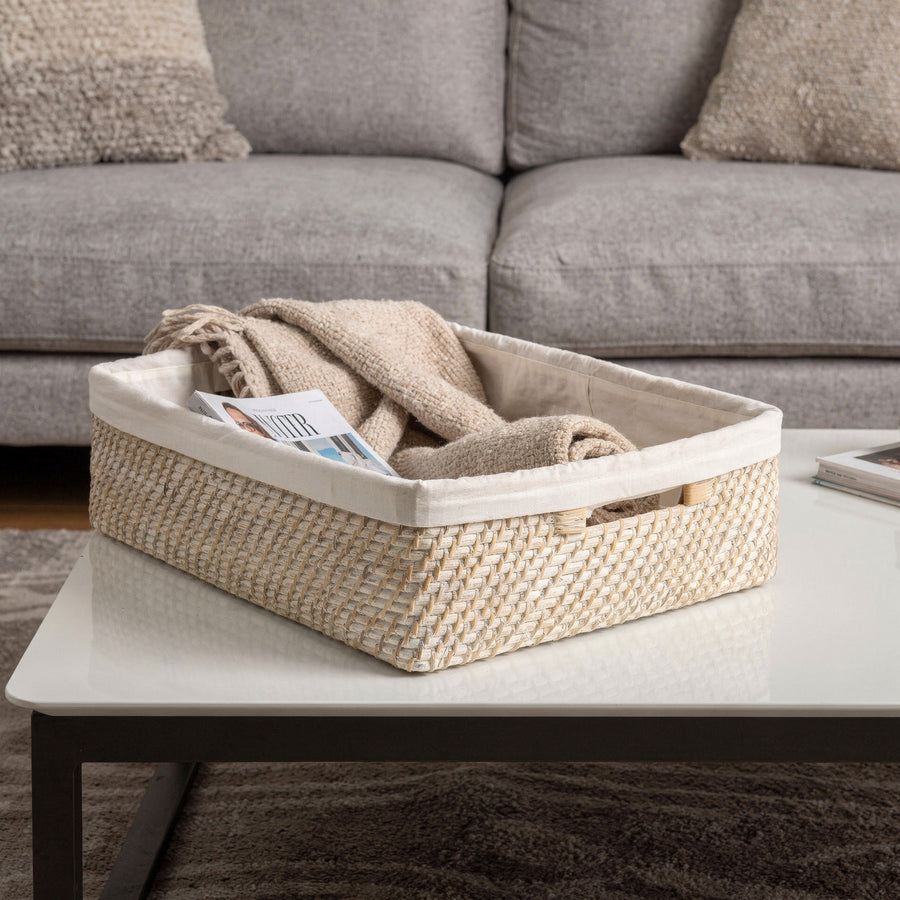 Honey Brown Wicker Shelf Basket With A Liner