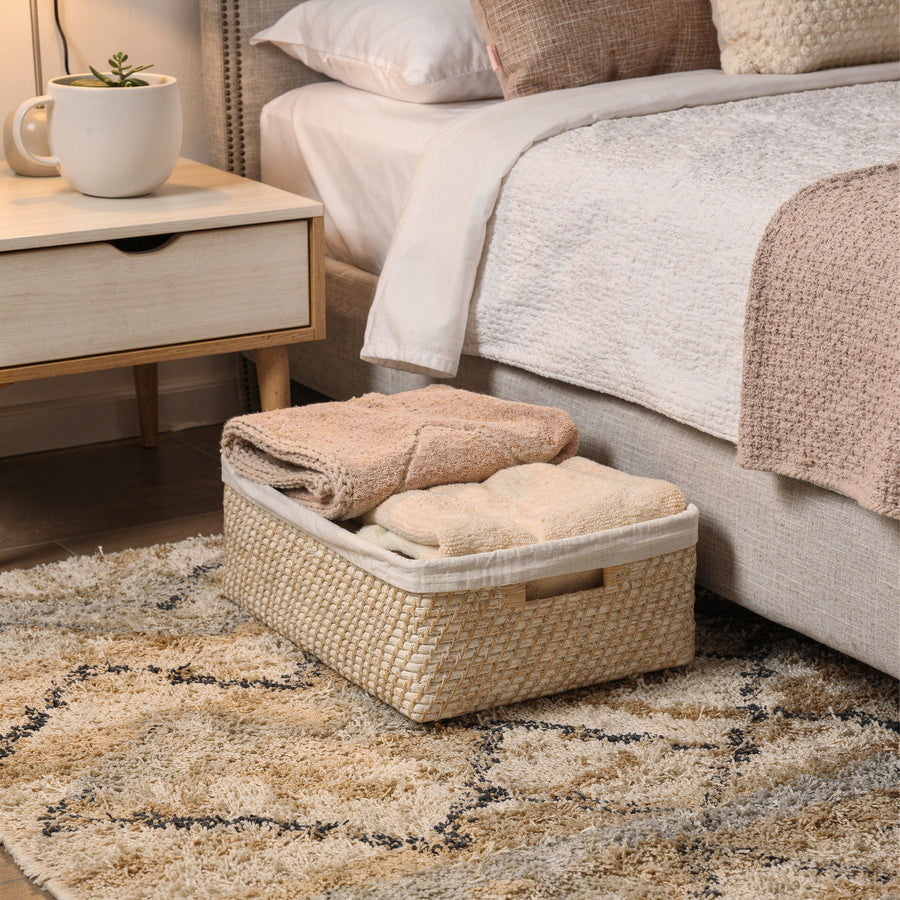 Honey Brown Wicker Shelf Basket With A Liner