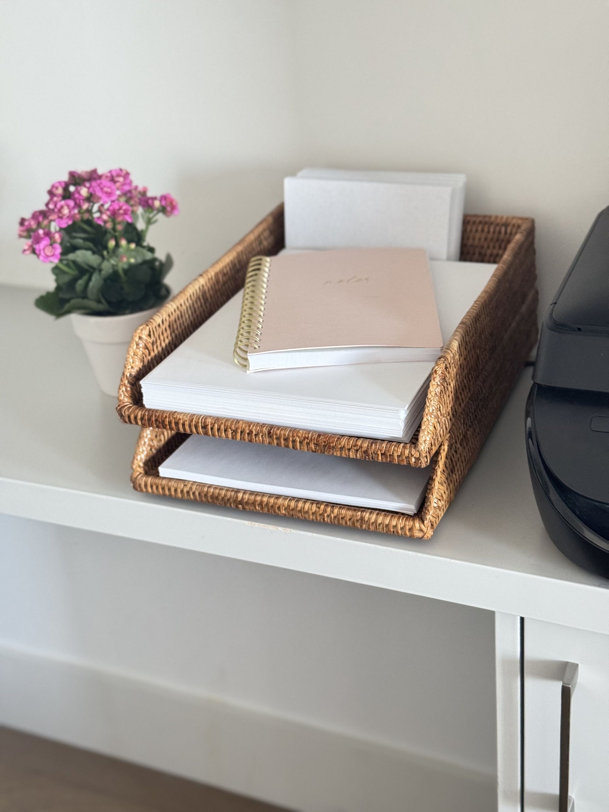 La Jolla Rattan Stackable Letter Tray
