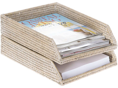 La Jolla Rattan Stackable Letter Tray