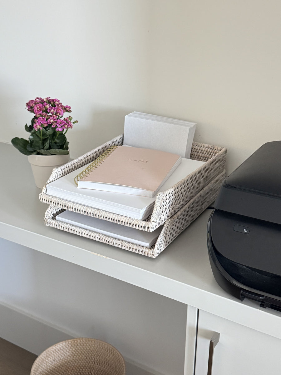 La Jolla Rattan Stackable Letter Tray