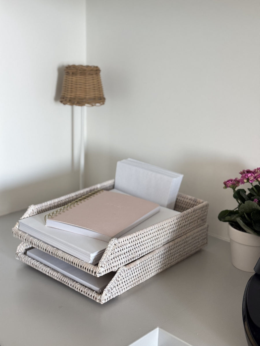 La Jolla Rattan Stackable Letter Tray