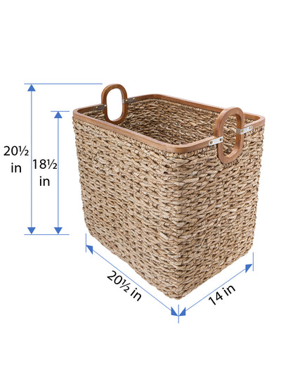 Rectangular Handwoven Anson Storage Basket in Twisted Sea Grass, Natural