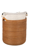 Kouboo Honey Brown Round Rattan Storage Basket With Ear Handles 