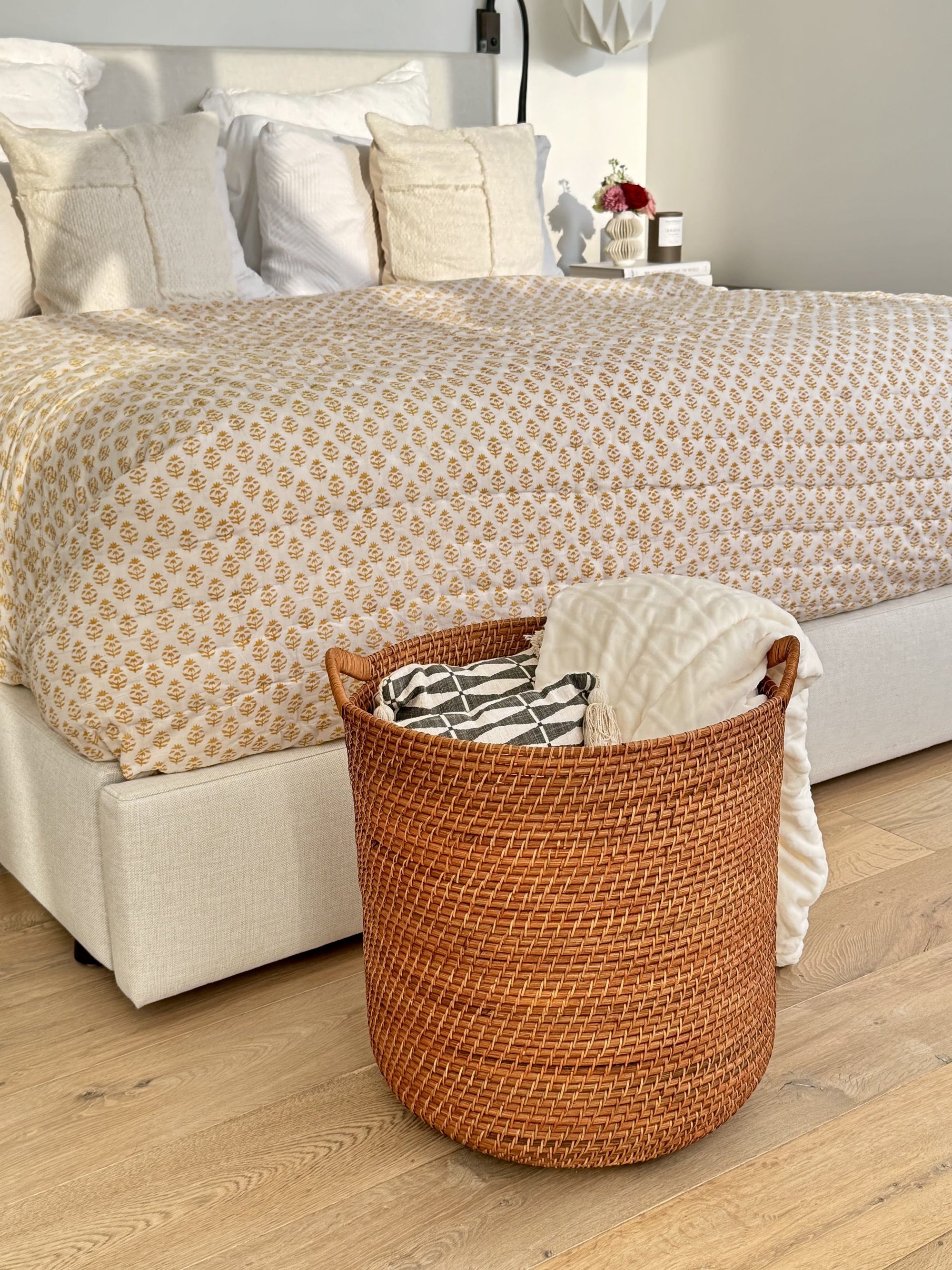 Laguna Round Rattan Storage Basket with Ear Handles