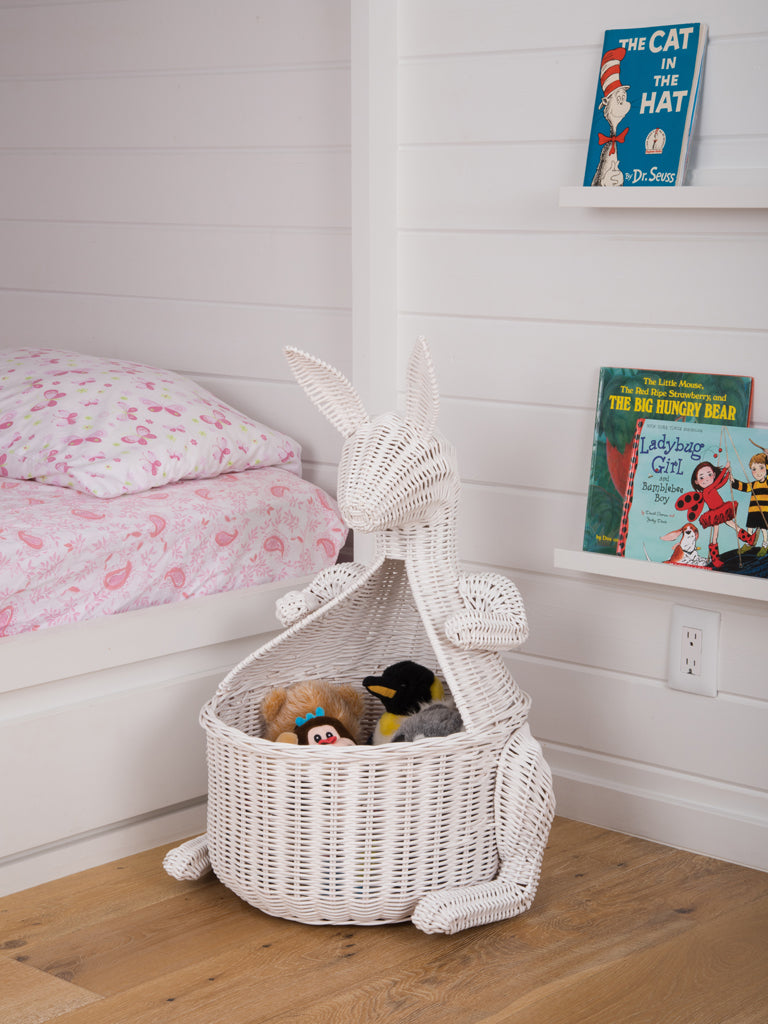Kangaroo Wicker Storage Basket, White