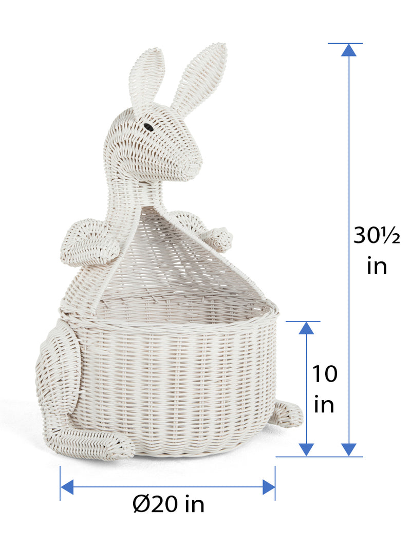 Kangaroo Wicker Storage Basket, White
