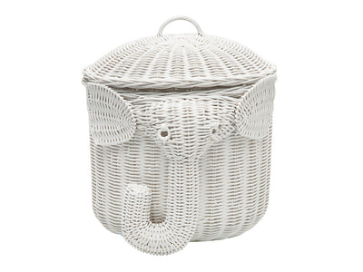 Rattan Elephant Storage Basket, White