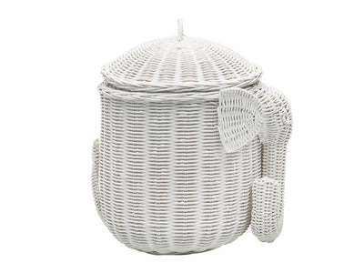 Rattan Elephant Storage Basket, White