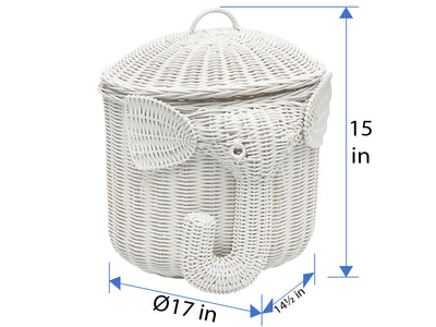 Rattan Elephant Storage Basket, White