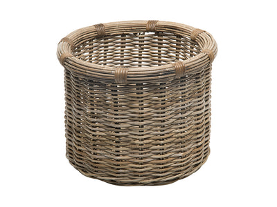 Rattan Kobo Round Log and Storage Basket, Gray-Brown