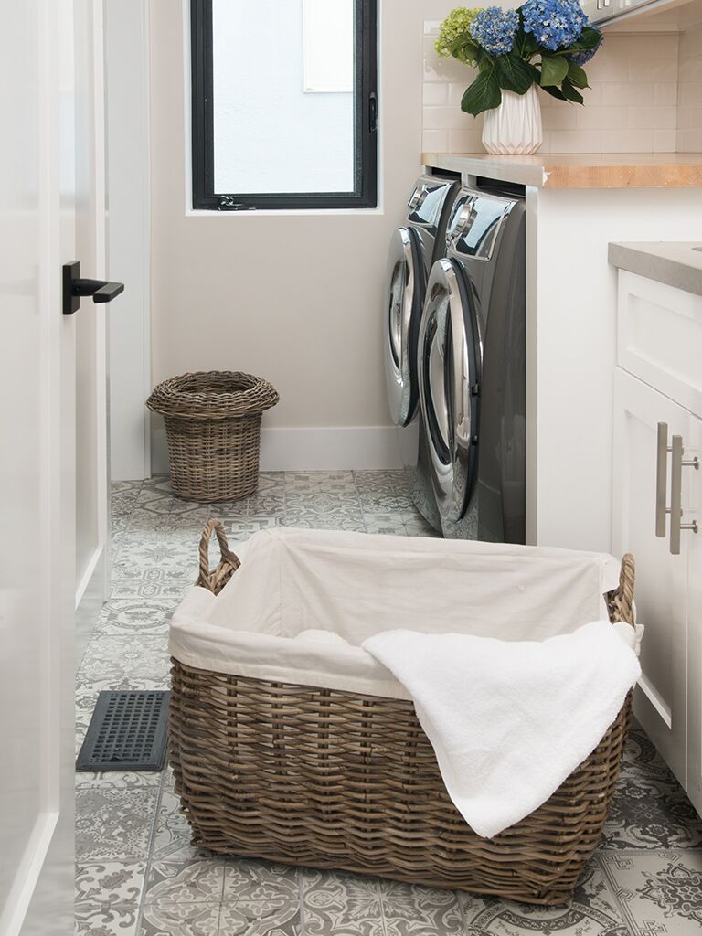 Rattan Kobo Rectangular Laundry Basket with Liner, Gray