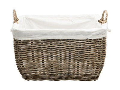 Rattan Kobo Rectangular Laundry Basket with Liner, Gray