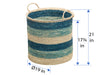 Kouboo Round Turquoise Dark Blue And Natural Sisal Storge Basket With Handles Frontview