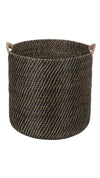 Kouboo Honey Brown Round Rattan Storage Basket With Ear Handles 