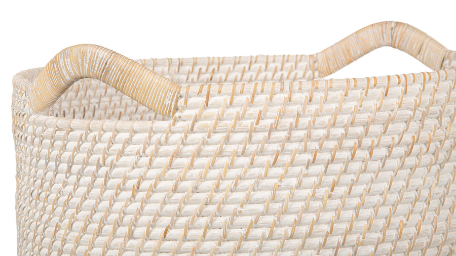 Kouboo Honey Brown Round Rattan Storage Basket With Ear Handles 