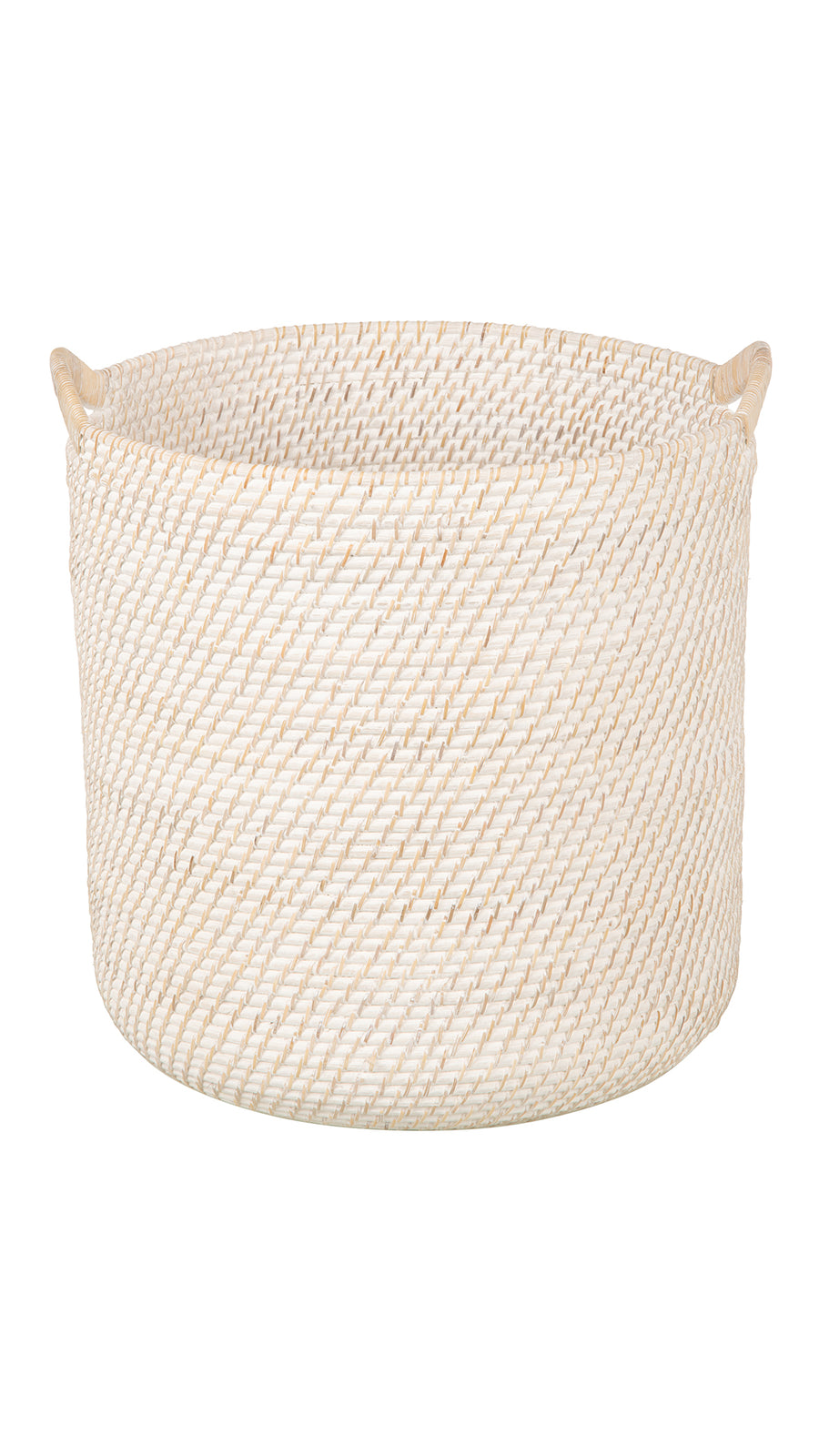 Kouboo Honey Brown Round Rattan Storage Basket With Ear Handles 