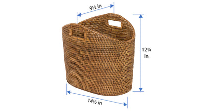 La Jolla Oval Rattan Magazine Rack, Honey Brown