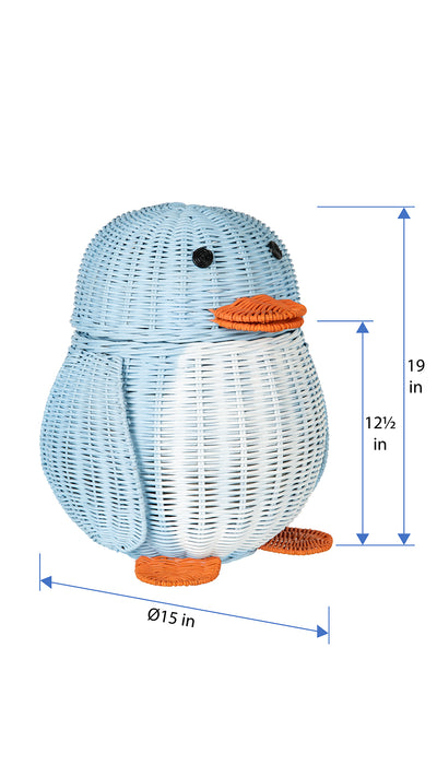 Wicker Penguin Basket, Multi-Color