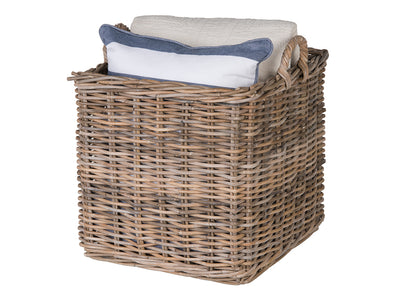 Kobo Square Rattan Basket, Gray-Brown