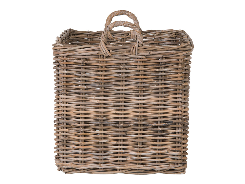 Square Rattan Boxes Kobo Square Rattan Basket, Gray-Brown