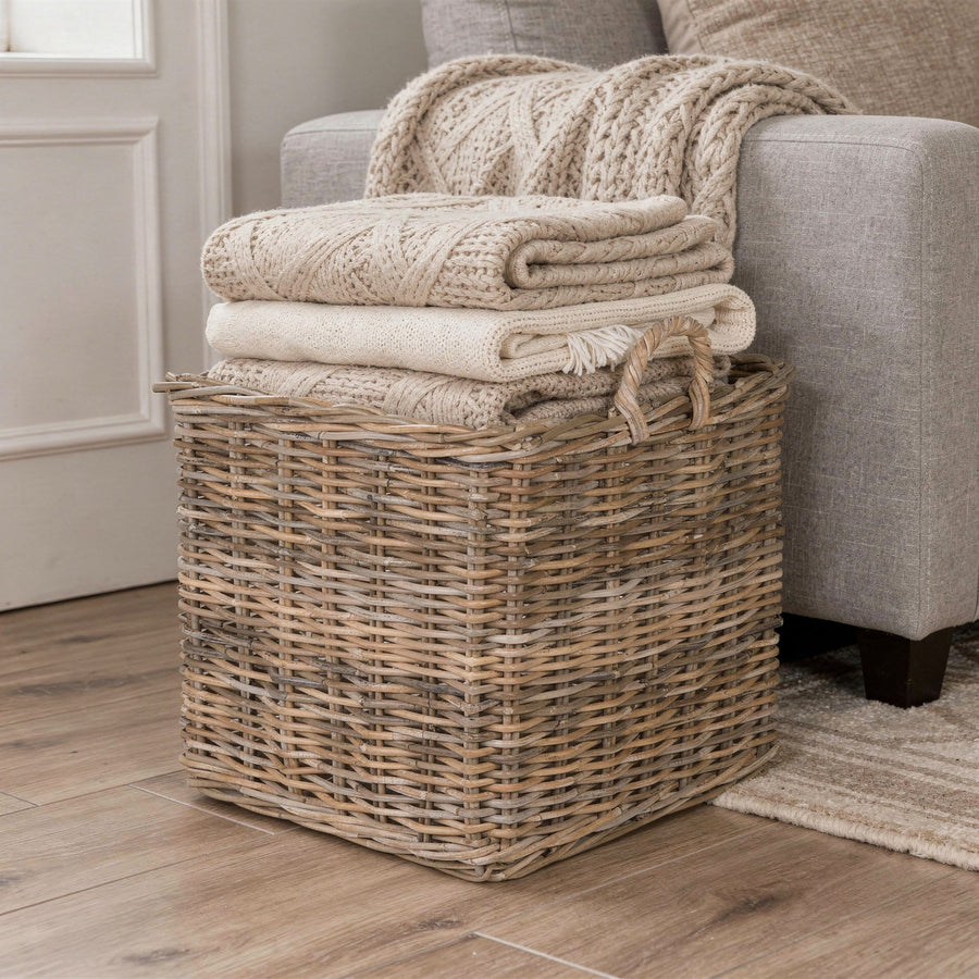 Kobo Square Rattan Basket, Gray