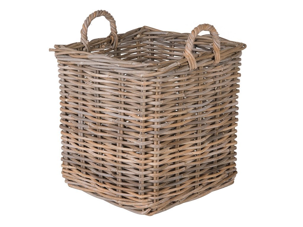 Square Rattan Boxes Kobo Square Rattan Basket, Gray-Brown