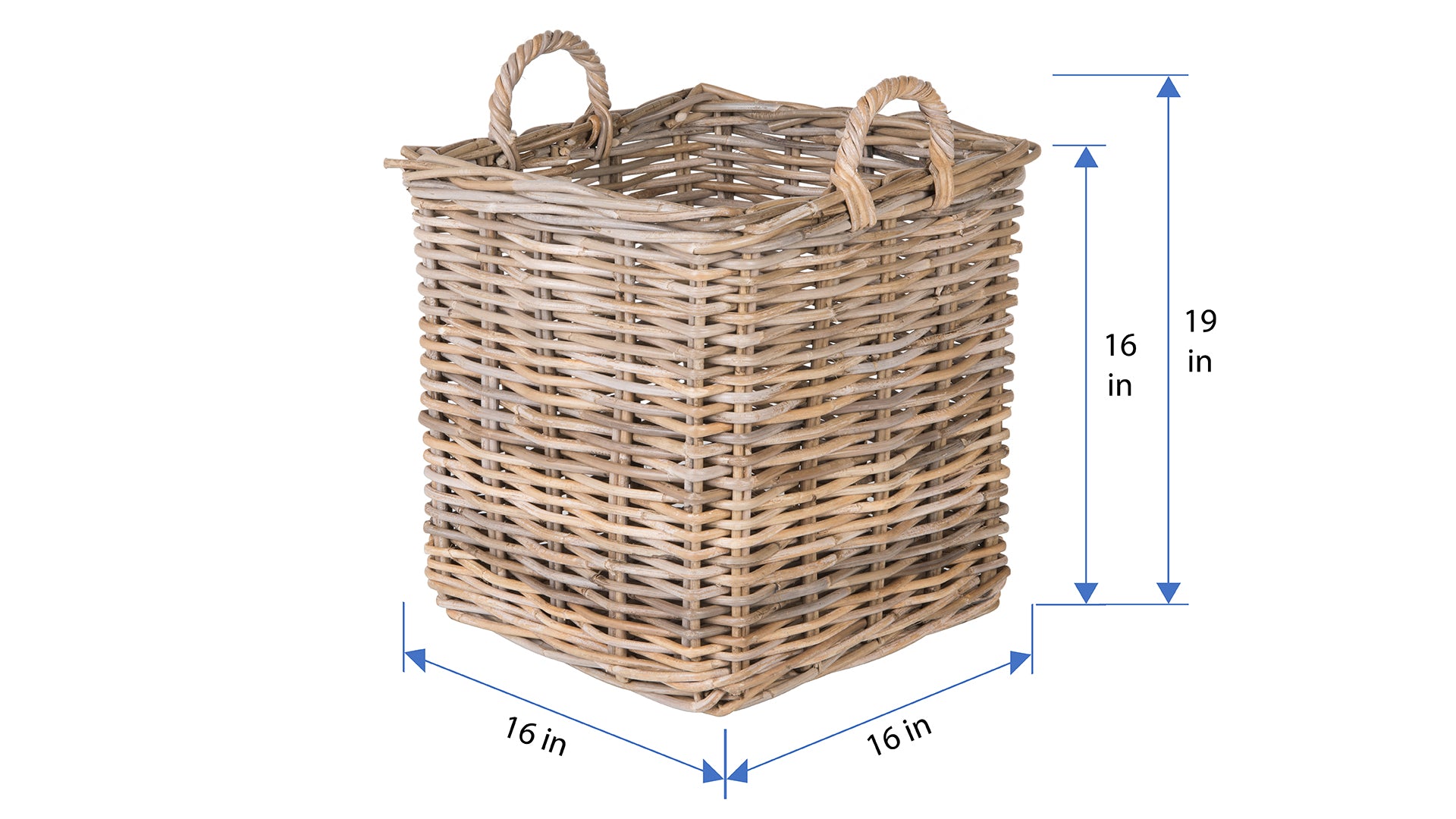 Kobo Square Rattan Basket, Gray-Brown