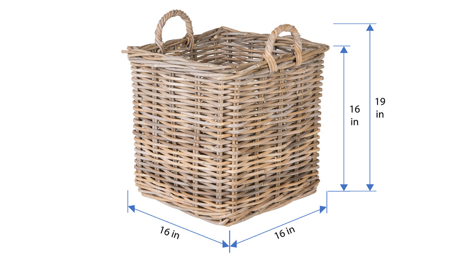 Kobo Square Rattan Basket, Gray