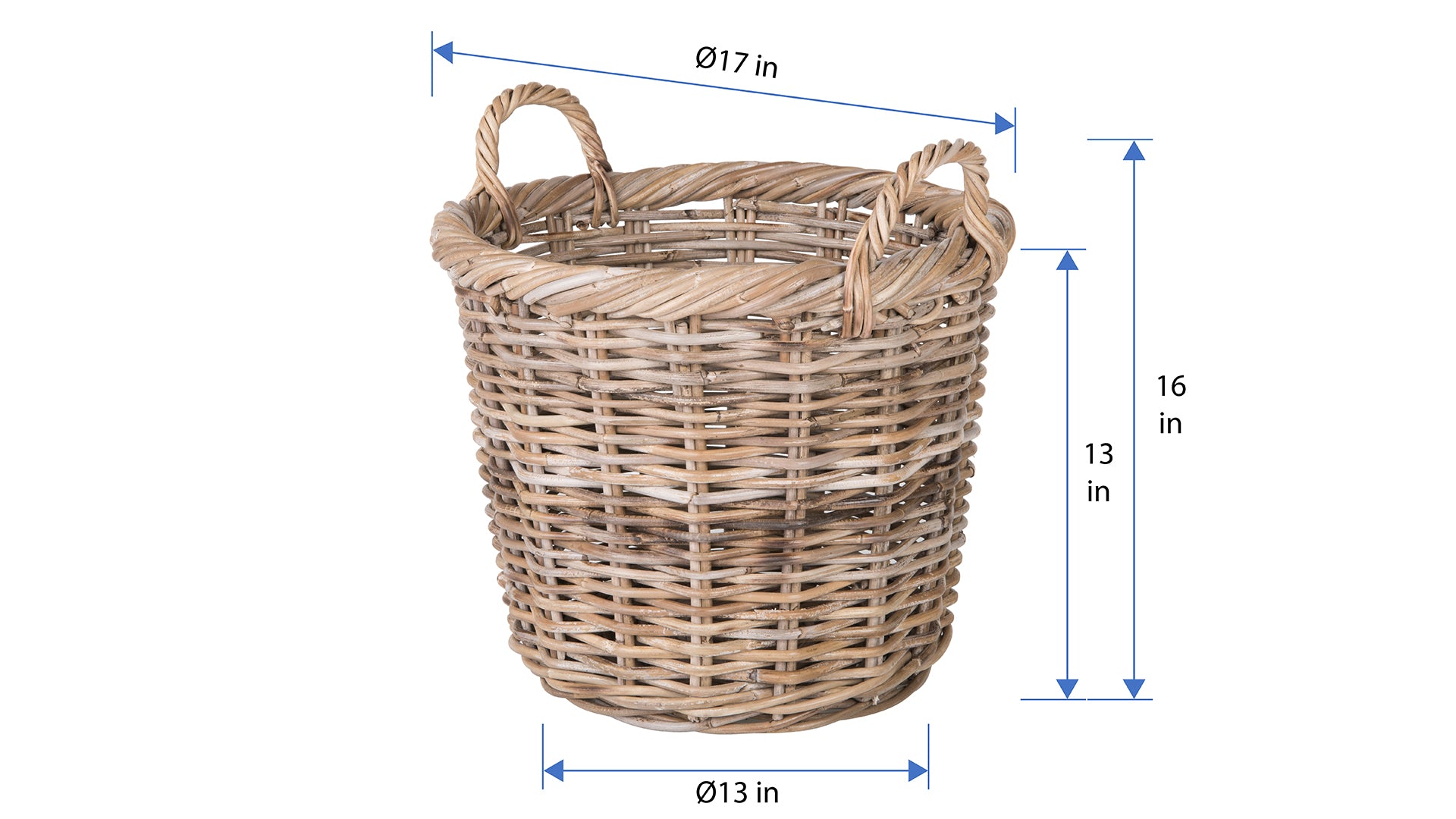 Kobo Rattan Round Basket & Planter, Gray-Brown