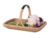 Vegetable and Flower Wicker Basket with Leather Wrapped Arch Handle, Natural Color