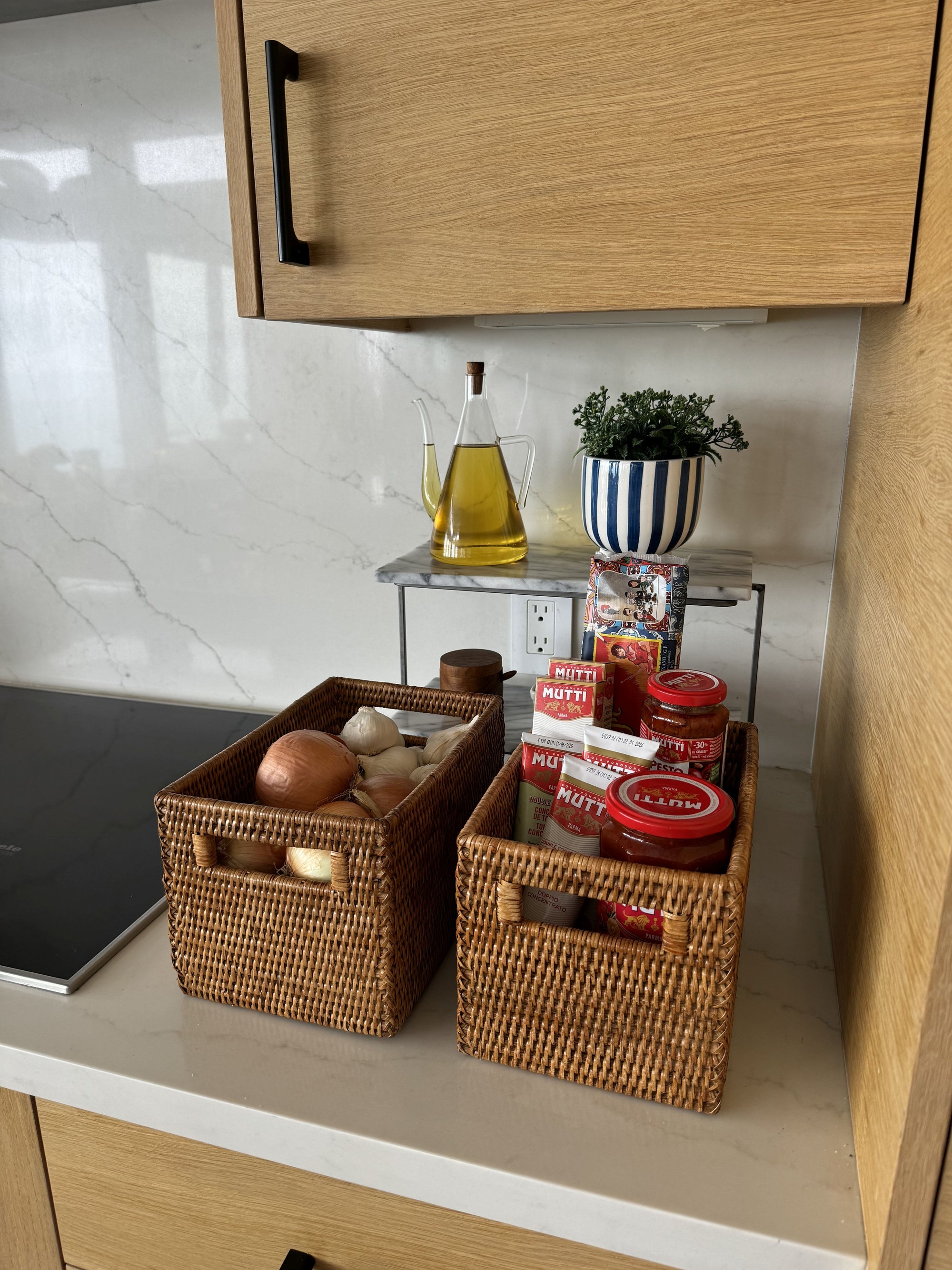 La Jolla  Rattan Shelf Basket with Handles