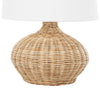 Modern Wicker Base Table Lamp with White Shade - Stylish Home Lighting