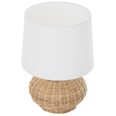 Modern Wicker Base Table Lamp with White Shade - Stylish Home Lighting