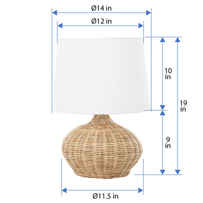 Modern Wicker Base Table Lamp with White Shade - Stylish Home Lighting