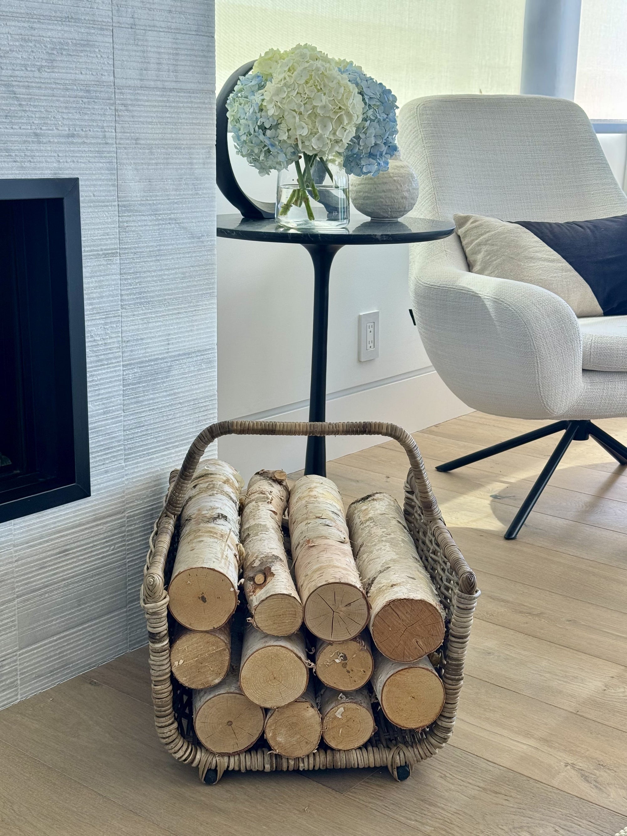 Kobo Rattan Fire Log Basket, Gray-Brown