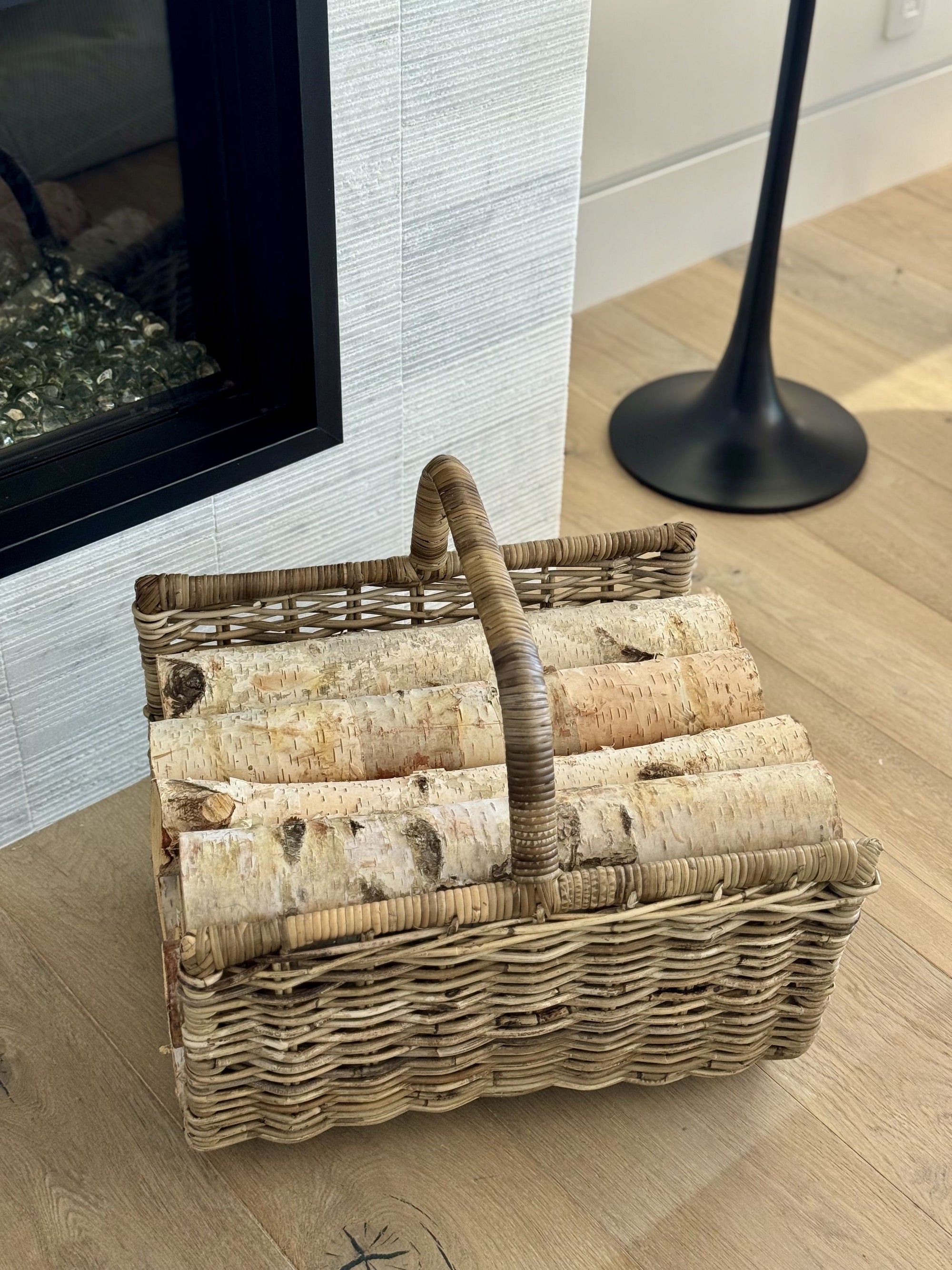 Kobo Rattan Fire Log Basket, Gray-Brown