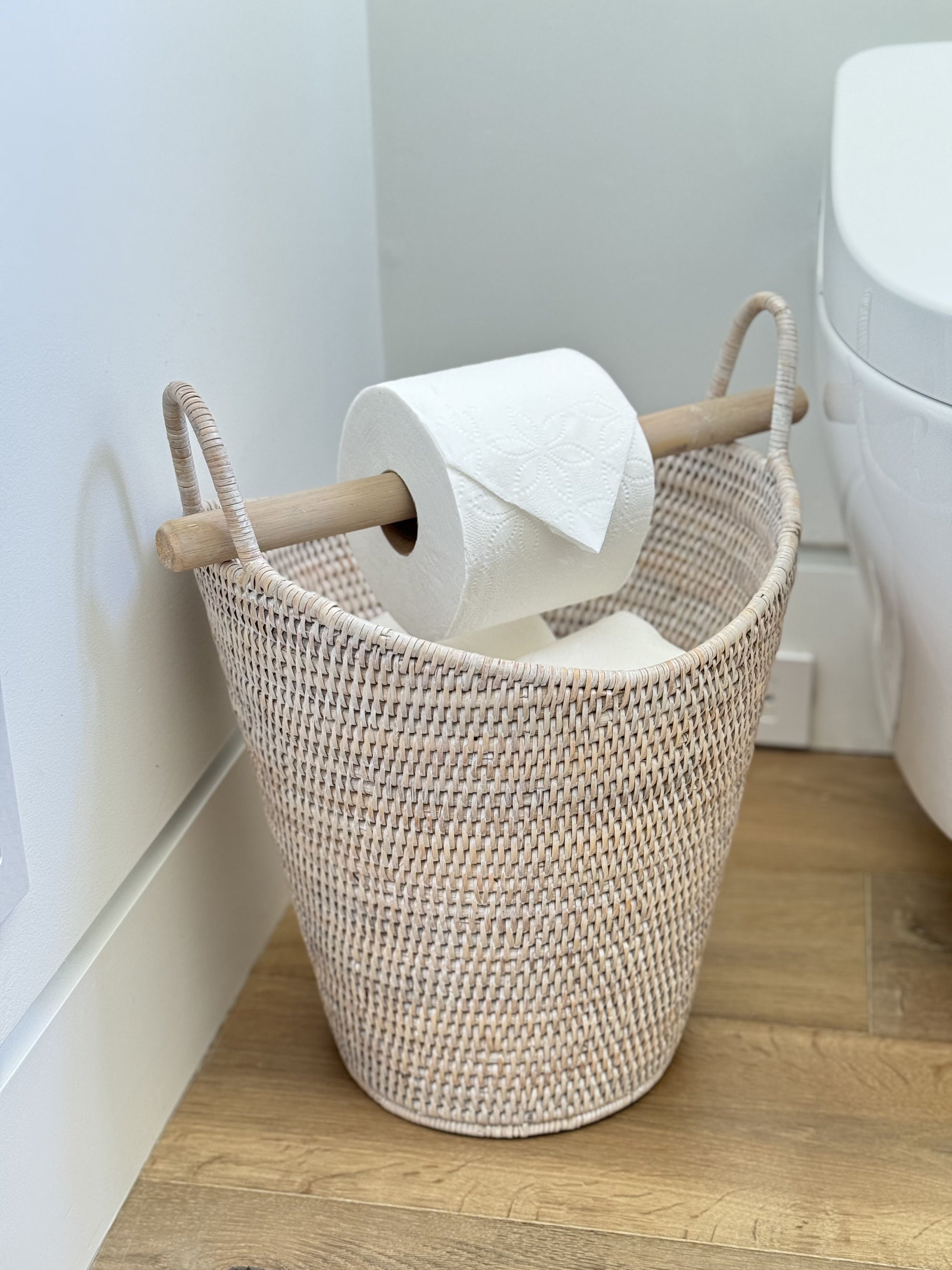La Jolla Rattan Free Standing Toilet Roll Holder, Dispenser