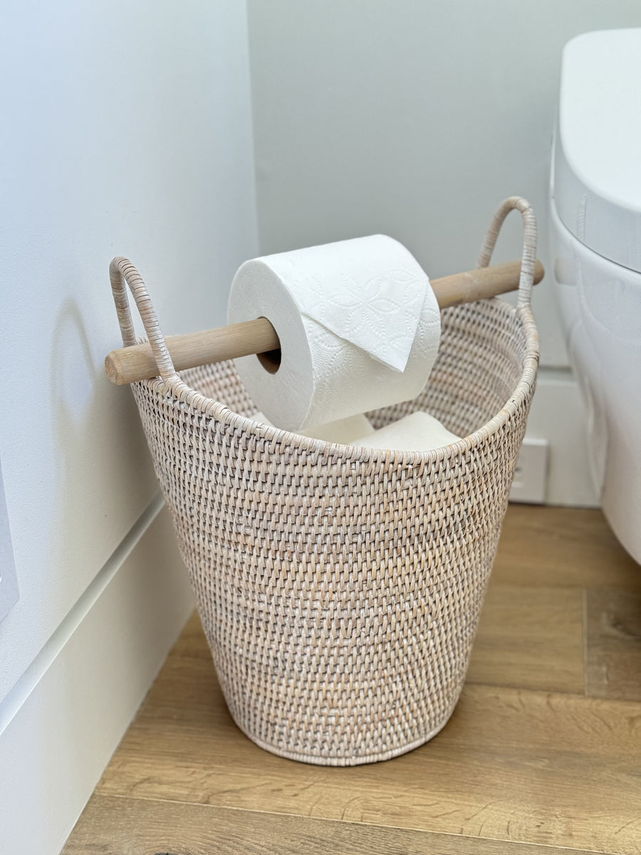 La Jolla Rattan Free Standing Toilet Roll Holder, Dispenser