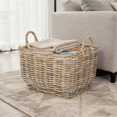 Kobo Rectangular Storage Basket, Large, Gray-Brown