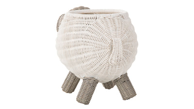 Rattan Sheep Kids Storage Basket, White & Gray