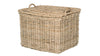 Rattan Core Rectangular Storage Basket with Lid, Natural