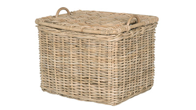 Rattan Core Rectangular Storage Basket with Lid, Natural