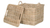 Rattan Core Rectangular Storage Basket with Lid, Natural